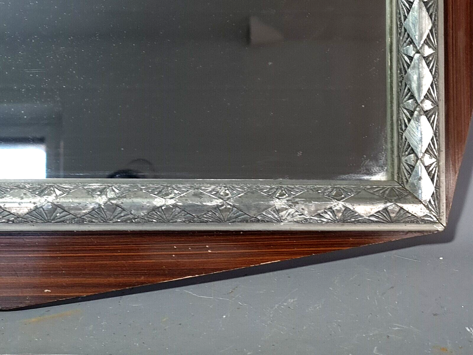 Art-deco mirror frame wood silver stucco 61x43 cm SB