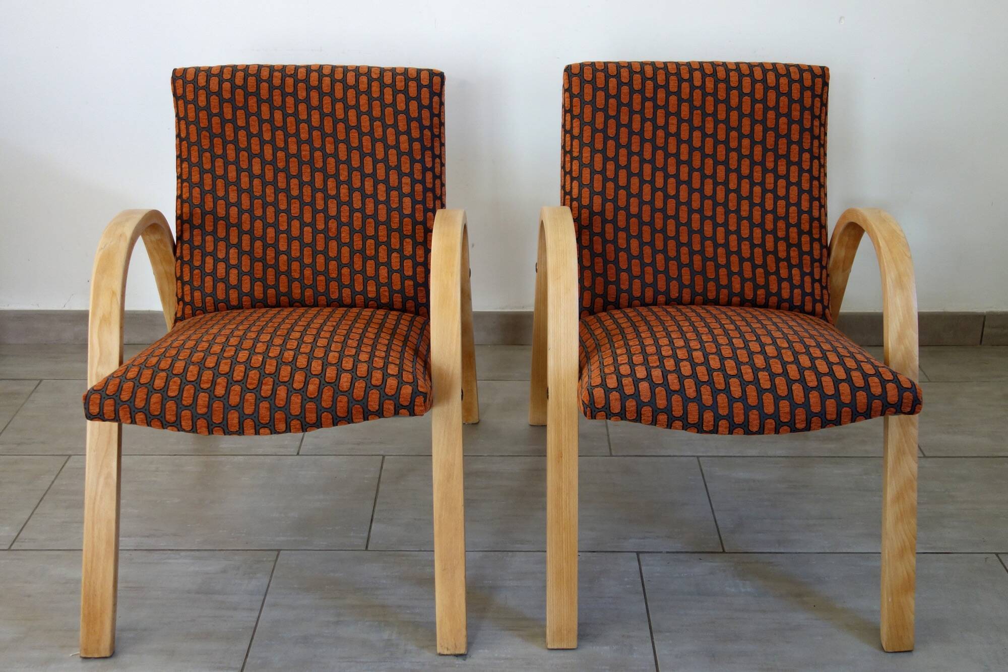Pair of Bow Wood armchairs by Steiner, 1950s