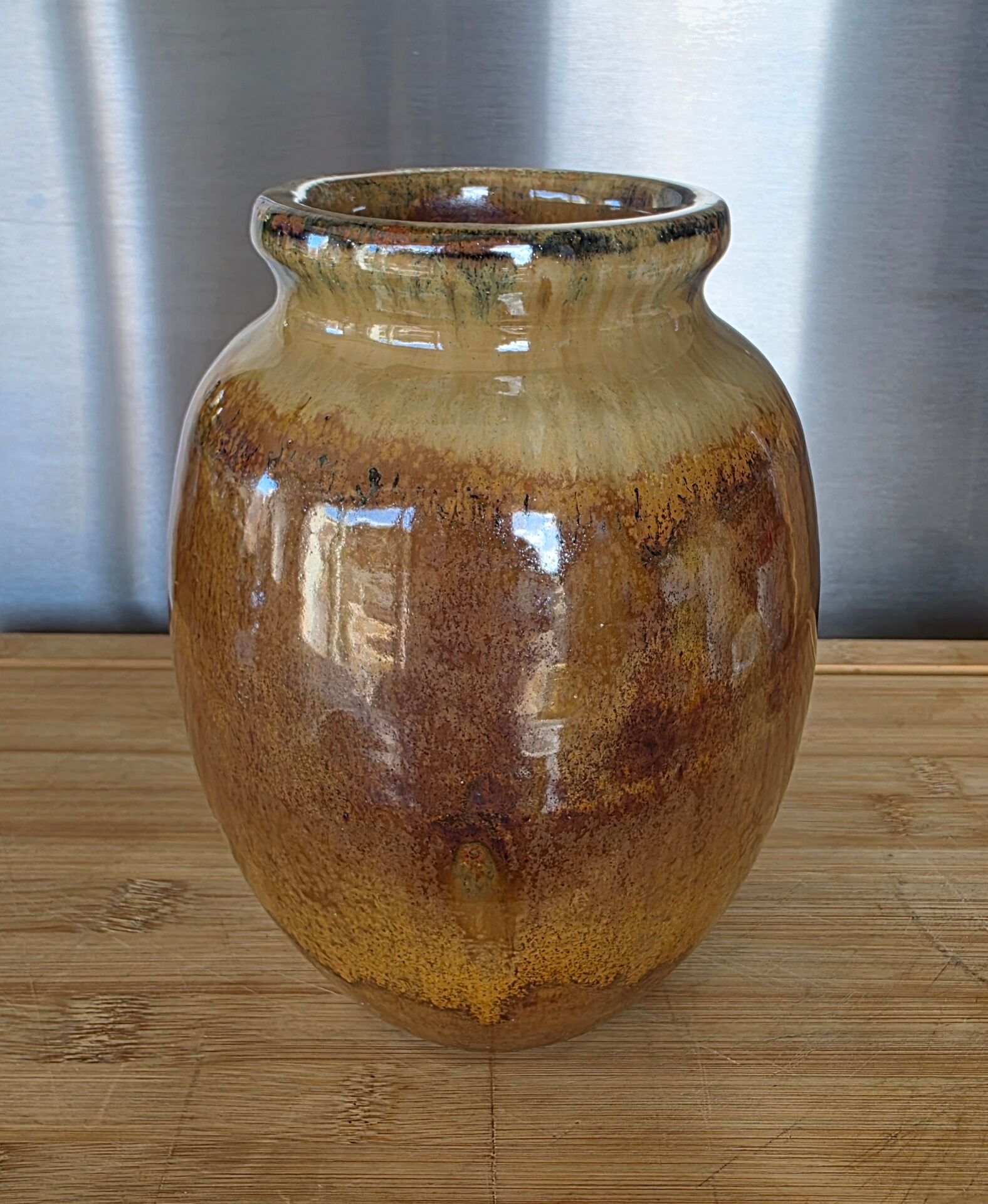 Handcrafted glazed stoneware vase – Signed LF – 20 cm