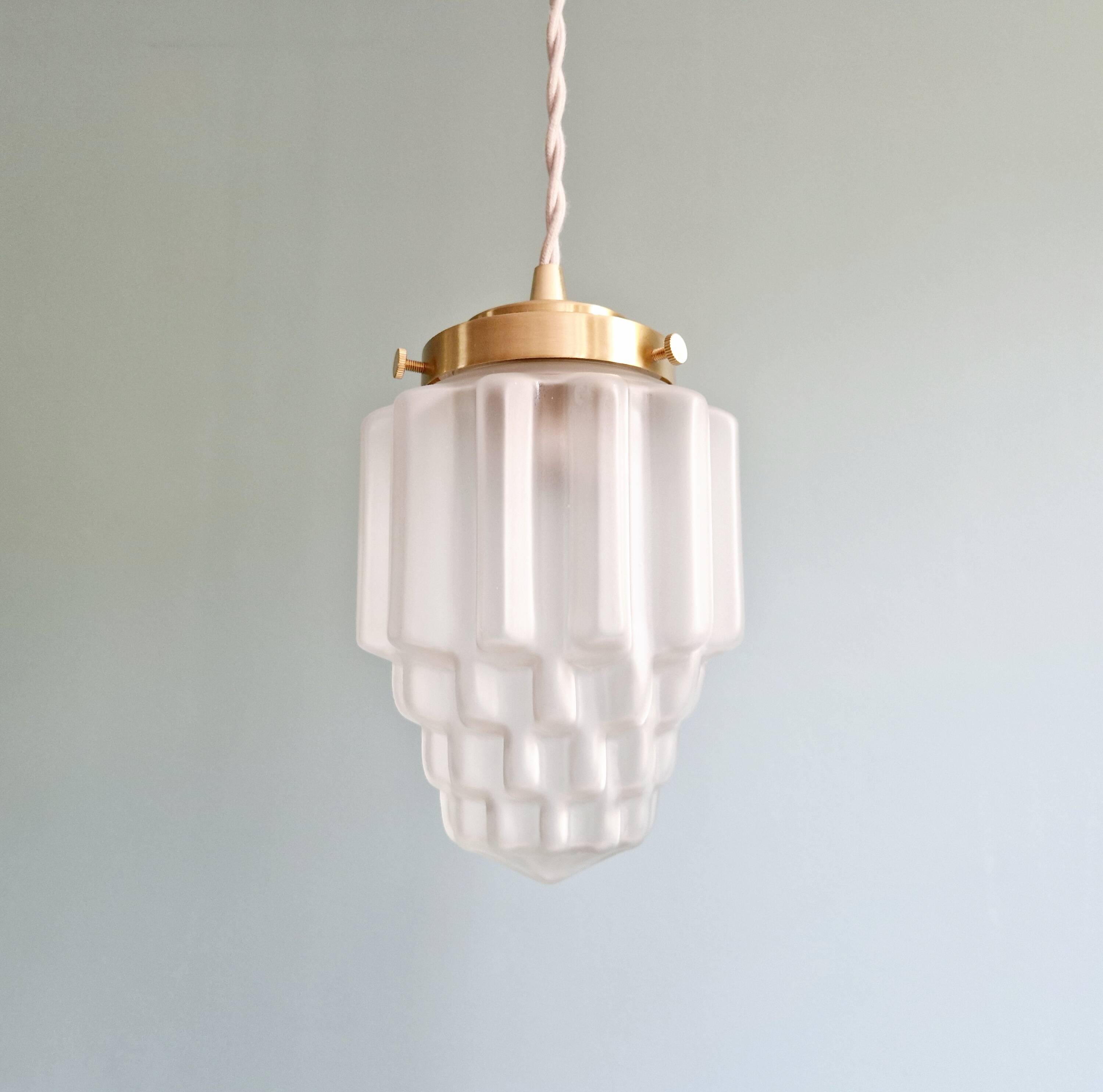 Art Deco satin glass pendant light, Skyscraper type (6 available)