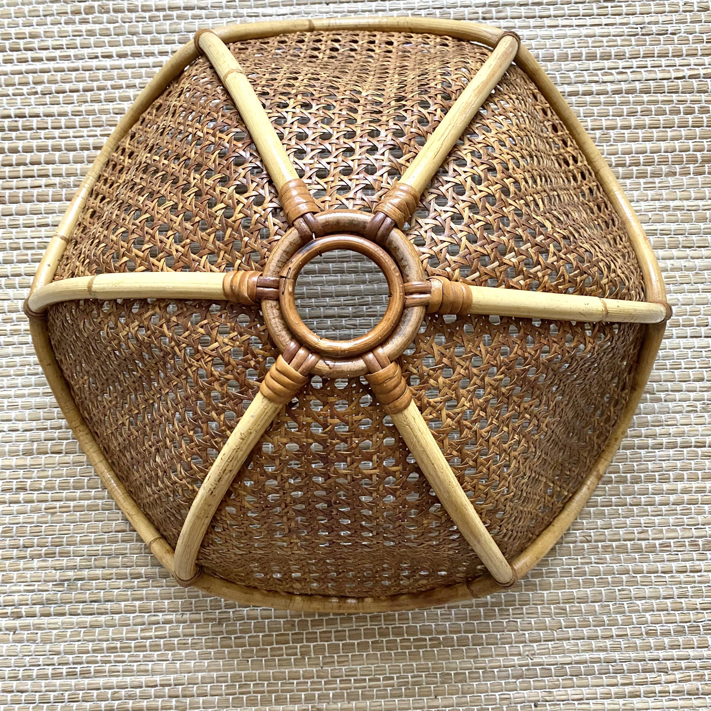 Rattan lampshade and canning to hang