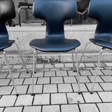 Set of 6 Hammer chairs in black leather, by Arne Jacobsen for Frits Hansen