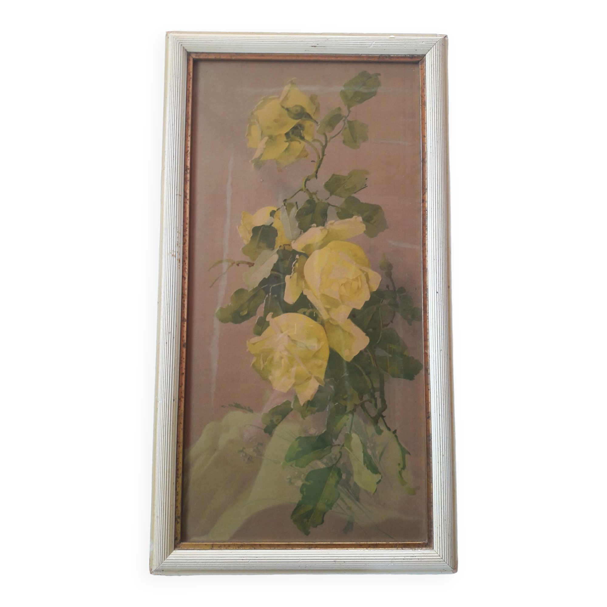 Old paintings bouquet pinks and irises (lot of 2)