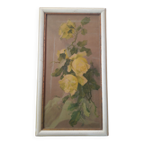 Old paintings bouquet pinks and irises (lot of 2)