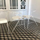 White metal chairs