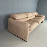 Vico Magistretti "Maralunga" 3-seater re-upholstered full wool sofa for Cassina