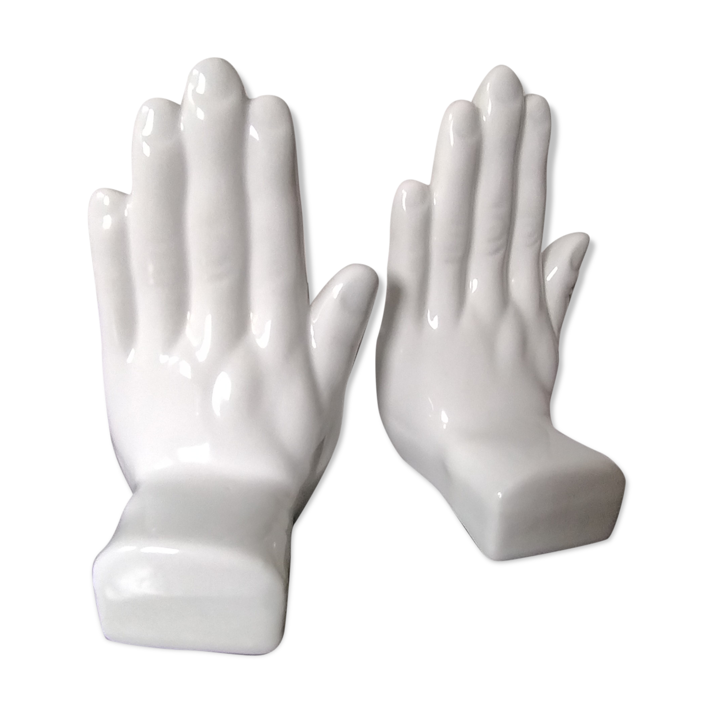 Pair of bookends vintage ceramic hands