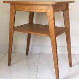 1950 compass foot pedestal table in light wood, side table, side table