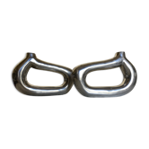 Paire de bougeoirs 1980 en fonte aluminium forme libre