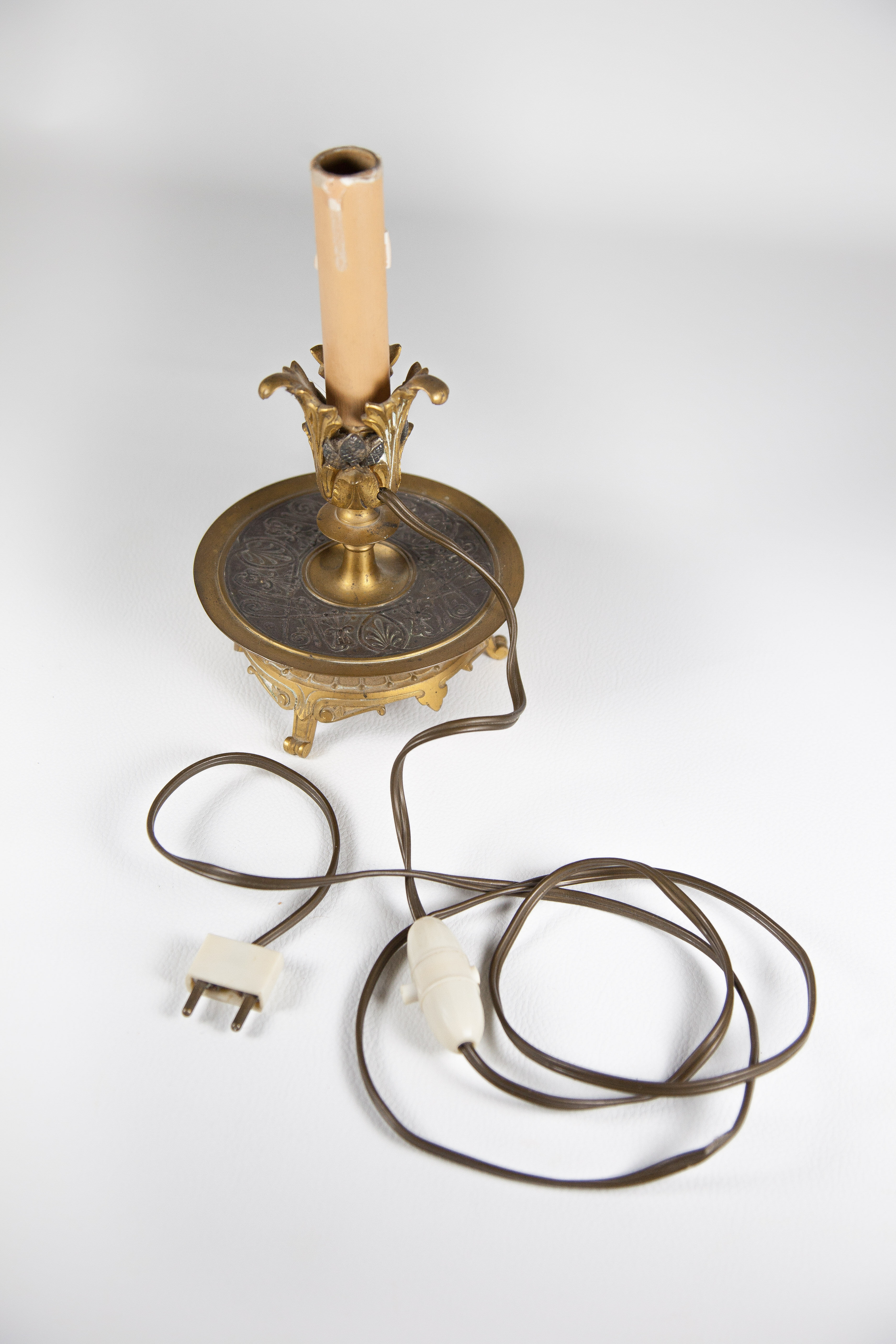 bronze table lamp, electric candle lamp, beautifully chiseled lamp, table lamp, rockery