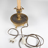 Lampe à poser bronze bougie éléctrifié