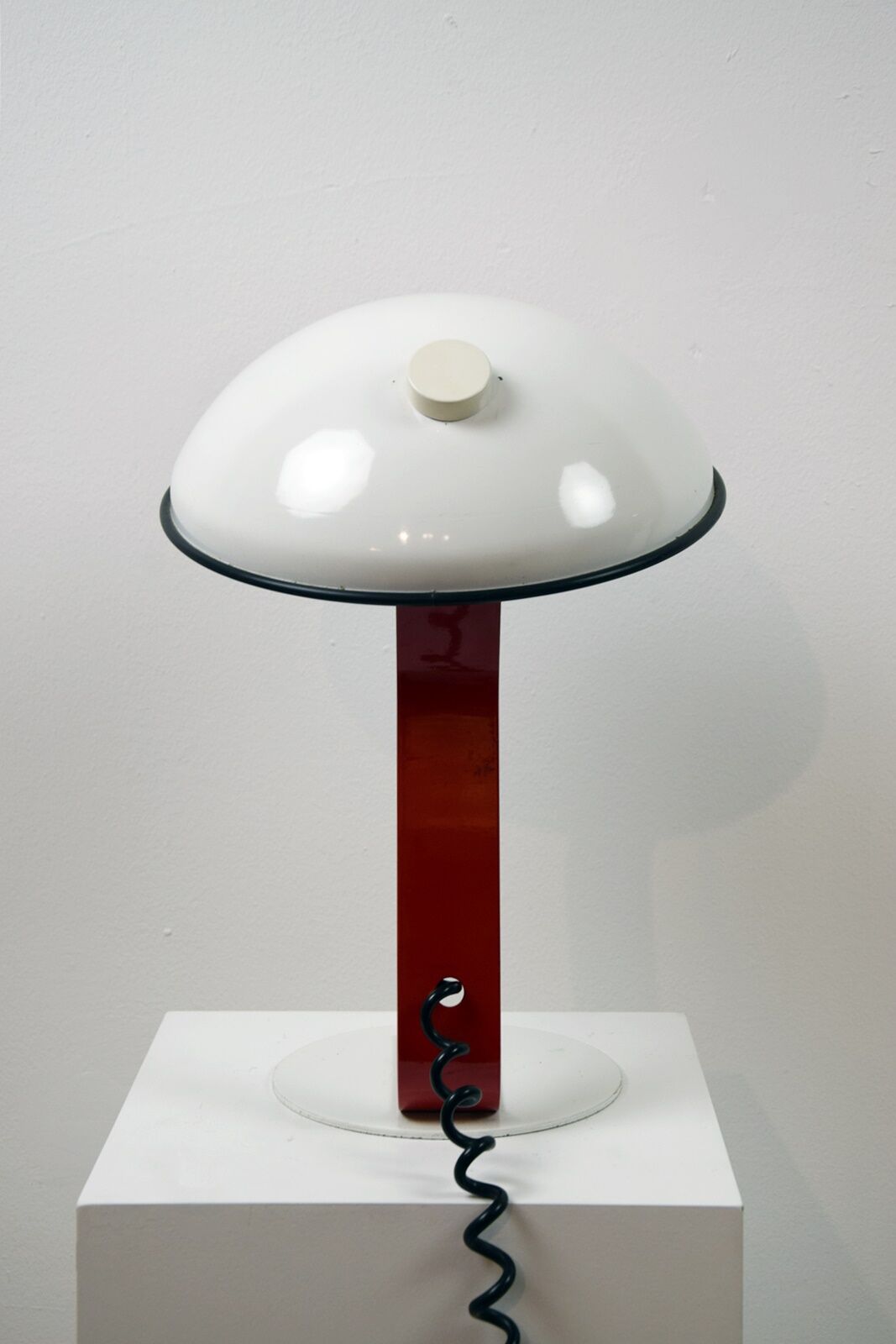 White and red steel desk lamp
