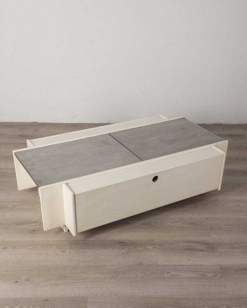 Wooden and chromed metal vintage bar table, 60s