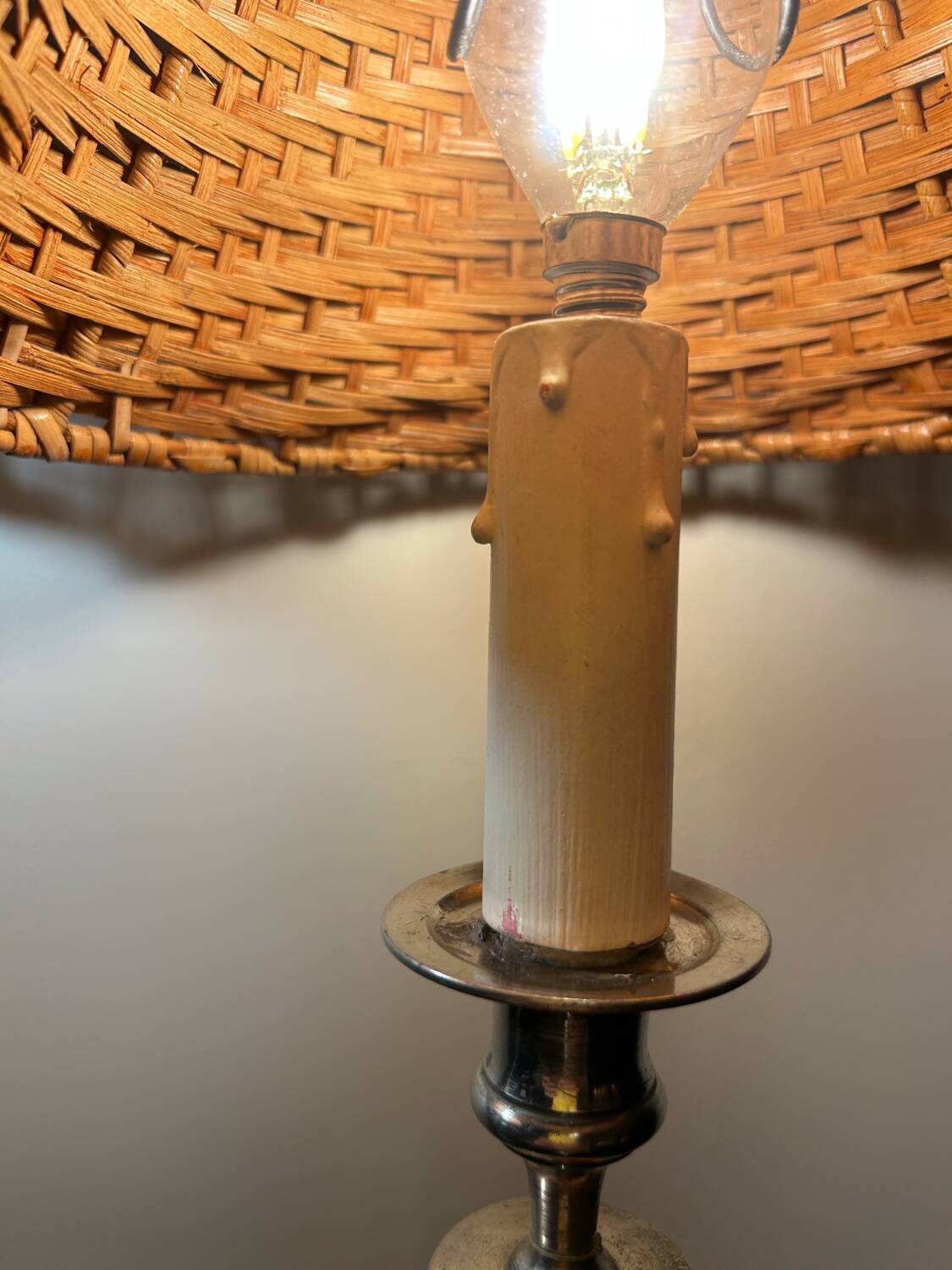 Old rattan candle holder lamps (X2)
