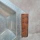 Vintage hammered aluminium tray with wooden handles – Art Deco / modernist style
