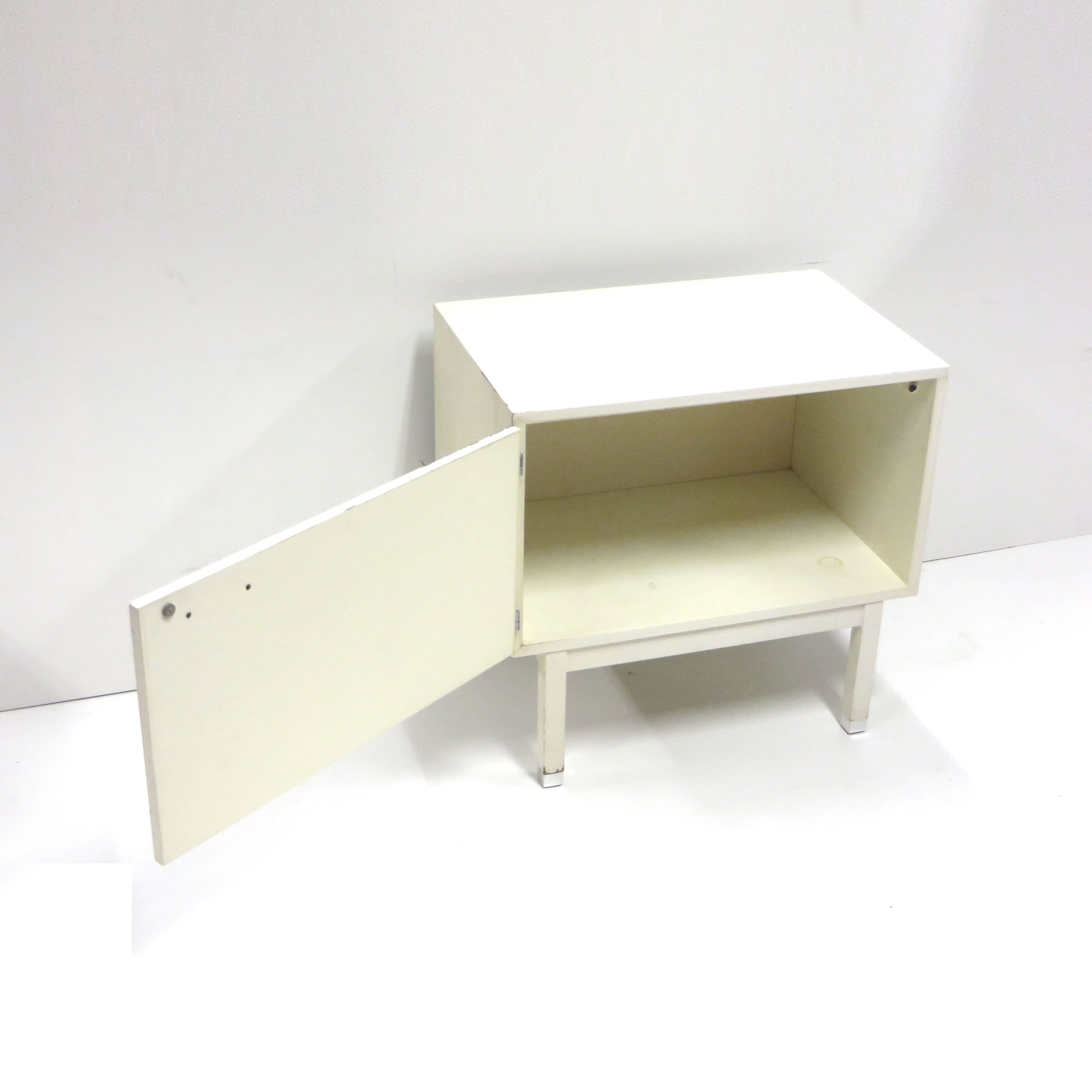 Set of two vintage white bedside tables made in the 70s