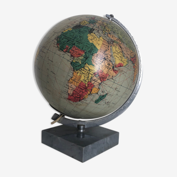 Globe terrestre Taride marbre vintage 1940 - 28 cm