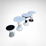 Hand crafted side tables of ceramic and marble in memphis style by casalto