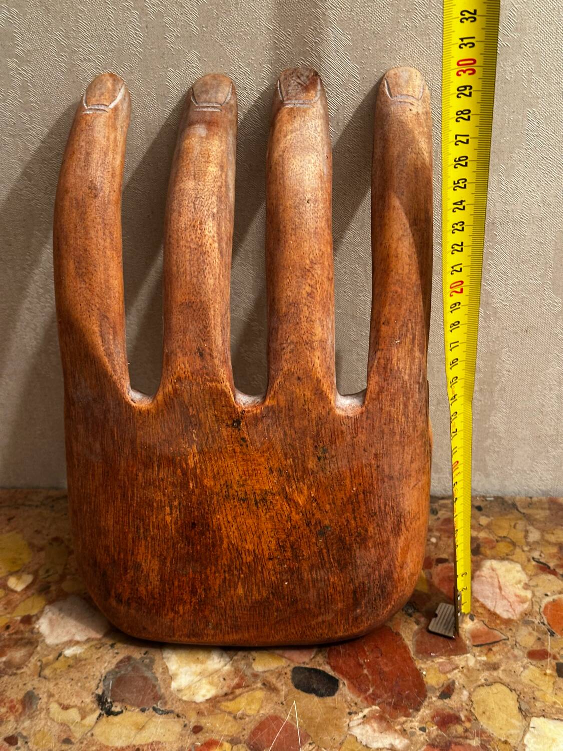 Large Carved Wooden Hand - 1950s