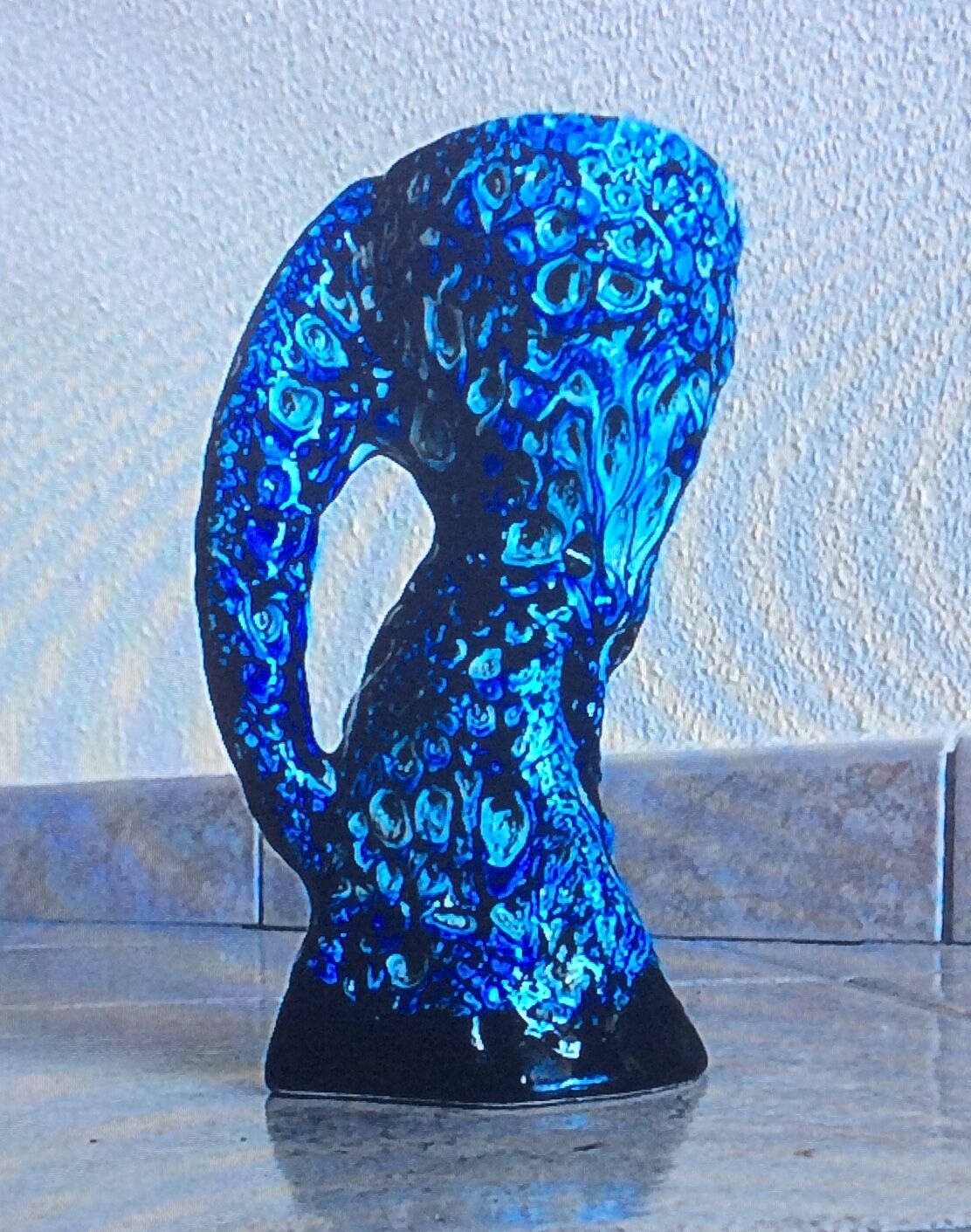 Blue foam vase of the seas enamels of glaciers