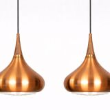 Pair of 2 Danish vintage pendant lamps Orient by Jo Hammerborg Fog og Morup