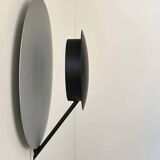 Vintage round wall lamp, gray and black metal, Italy 1970