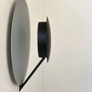 Vintage round wall light, grey and black metal, Italy 1970.