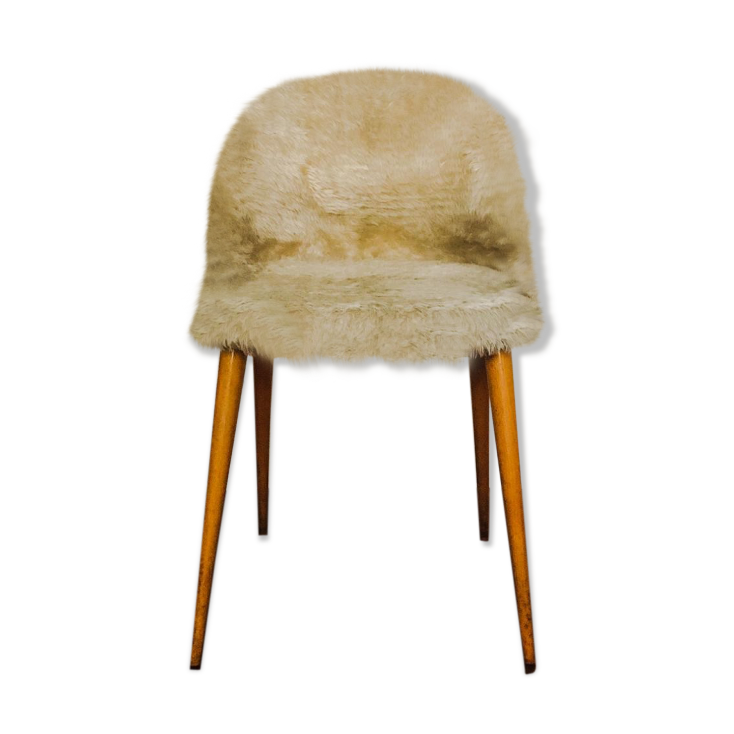 Chaise gondole fourrure moumoute vintage