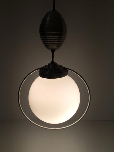 Opaline light hanging lamp with pulley