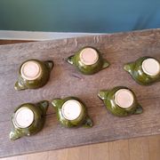 6 glazed clay bowls