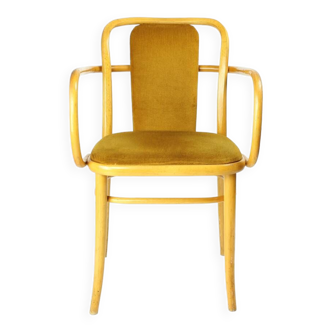 Ton Bentwood Armchair With Gold Velvet, Czechoslovakia 1930s, 40 Available