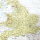 Vintage map of Great Britain and Ireland 43x43cm from 1950.