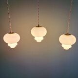 Scandinavian pendant light in white opaline (2 available), 1960