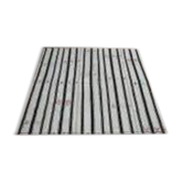 Striped Vintage Handmade Wool Turkish White Black Kilim Rug 197x216