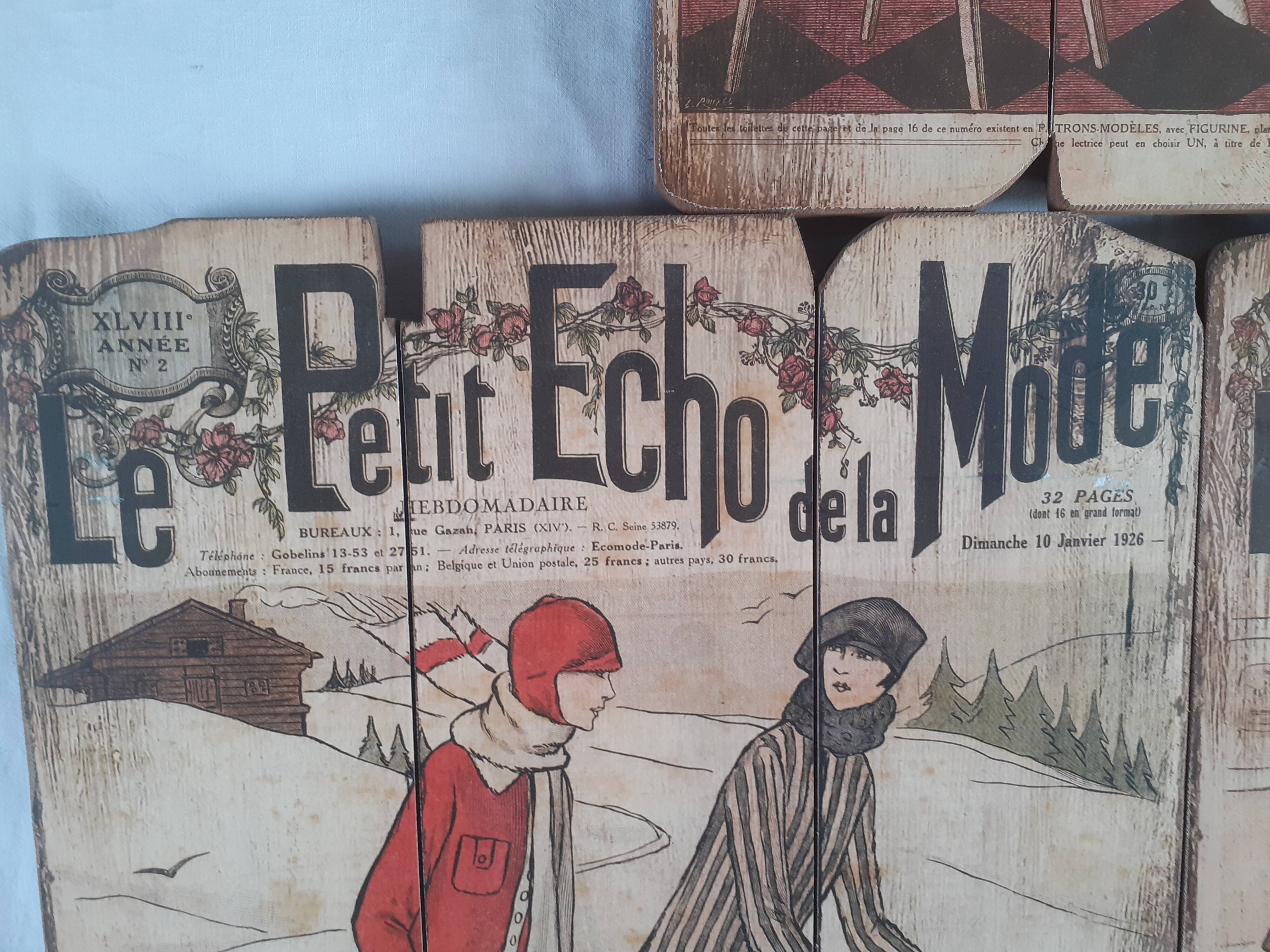 Set of 3 wooden panels le petit echo de la mode old revue