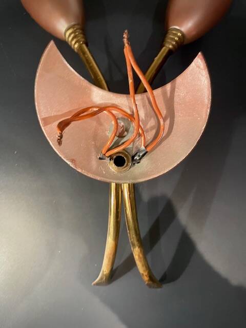 Vintage 1950s brass double wall sconce in the Italian Stilnovo style