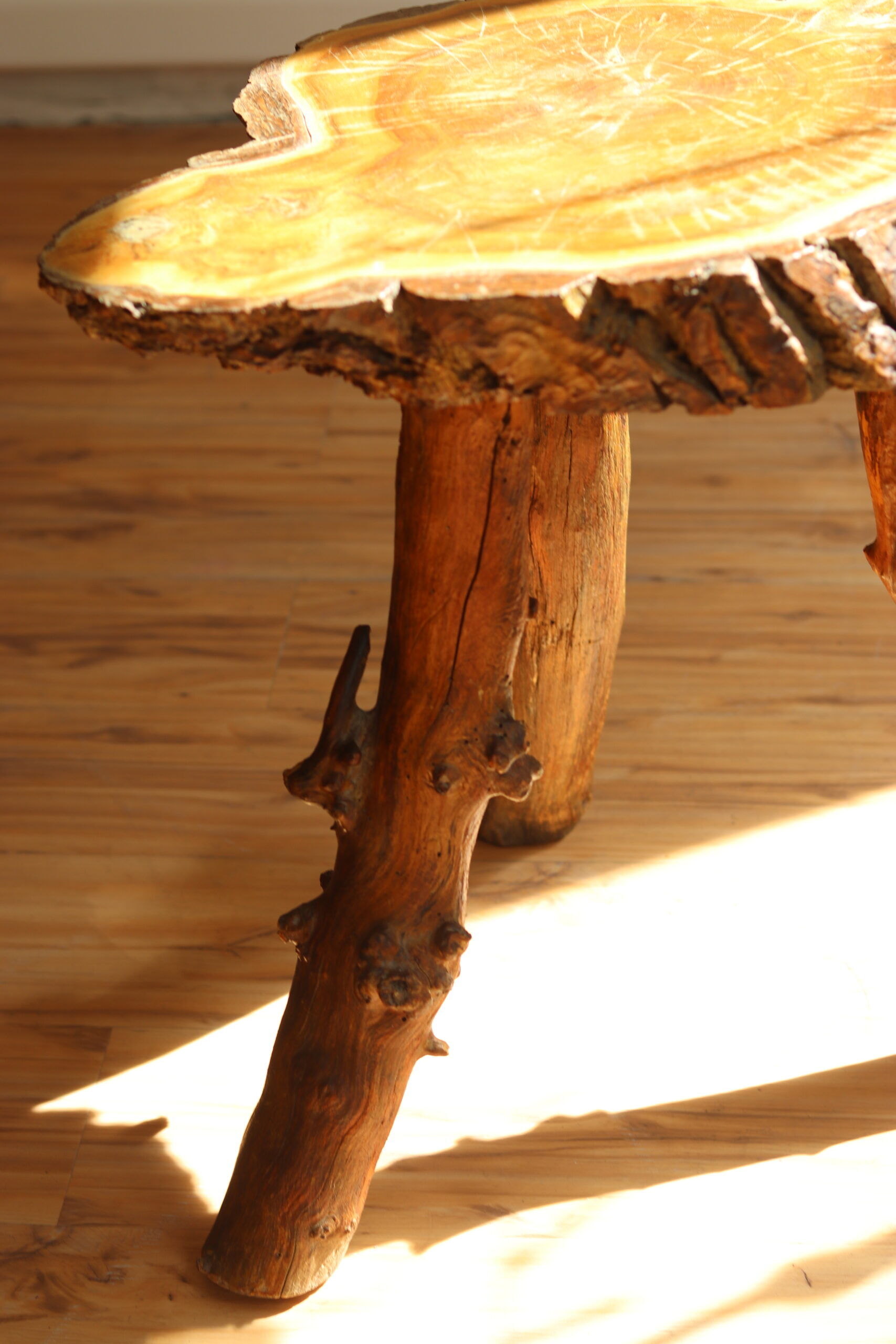 Brutalist side table in oak, 1950s-60s.