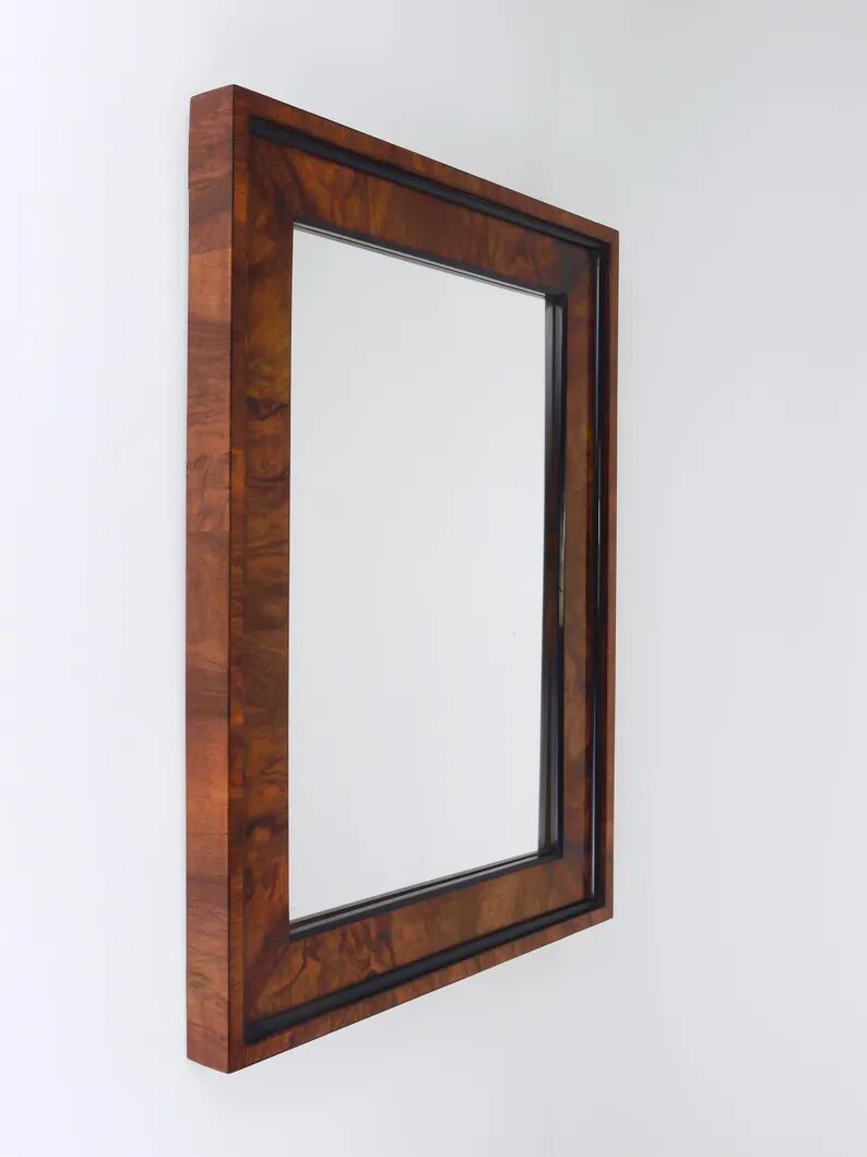 Square Biedermeier Antique 19th Century Walnut Wall Mirror, Vienna, 1850s