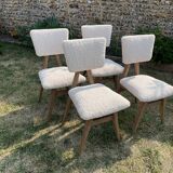 Set of 4 minimalist oak chairs from the 50s