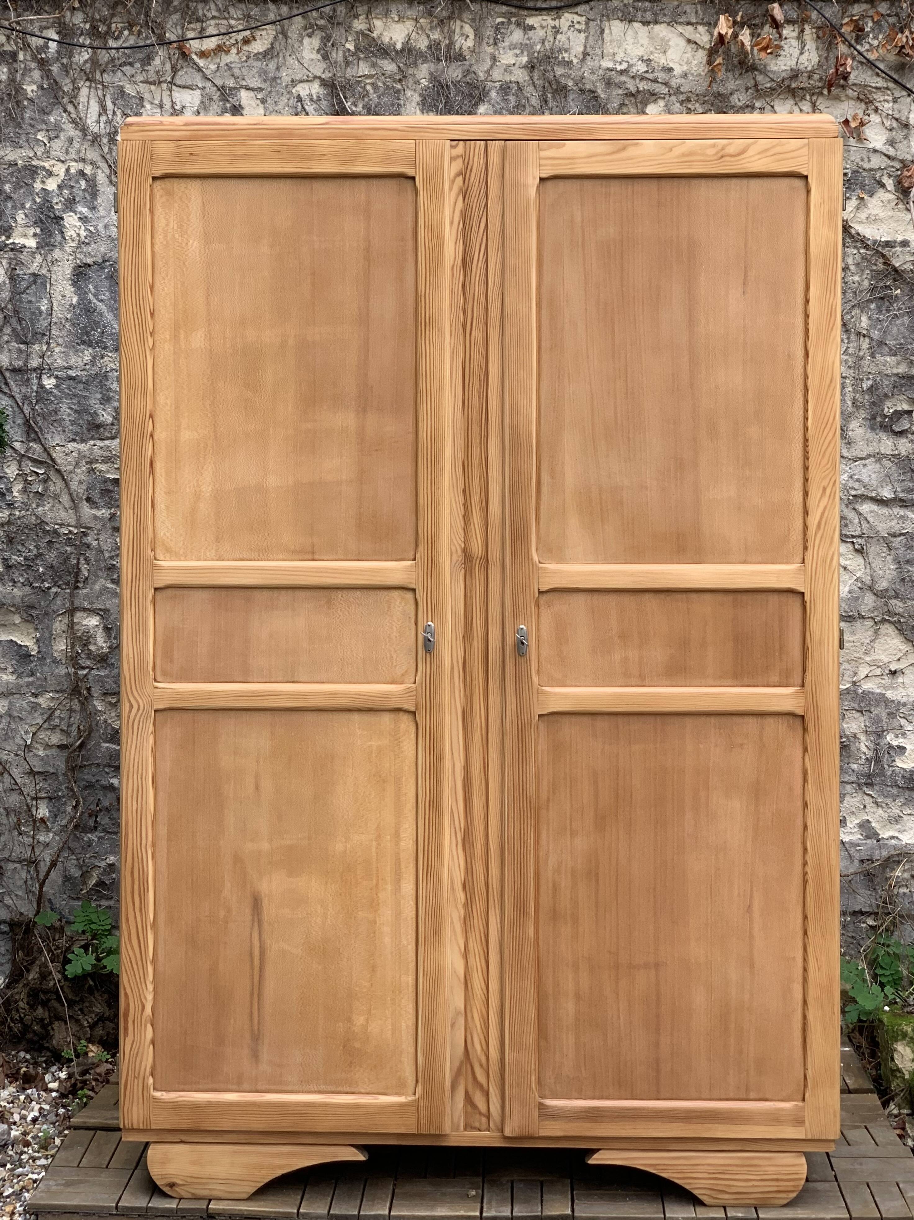 Parisian art deco wardrobe solid raw wood wardrobe