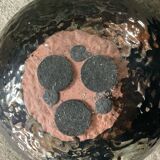 Large brutalist spherical vase in iridescent glazed terracotta