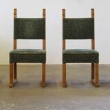 Vintage 1950s signature, solid oak dining throne chairs, Danish craftsmanship