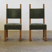 Vintage 1950s signature, solid oak dining throne chairs, Danish craftsmanship