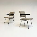 Gray upholstered designer armchair attributed to Gispen, 1960s