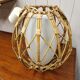 Vintage rattan and opaline pendant light