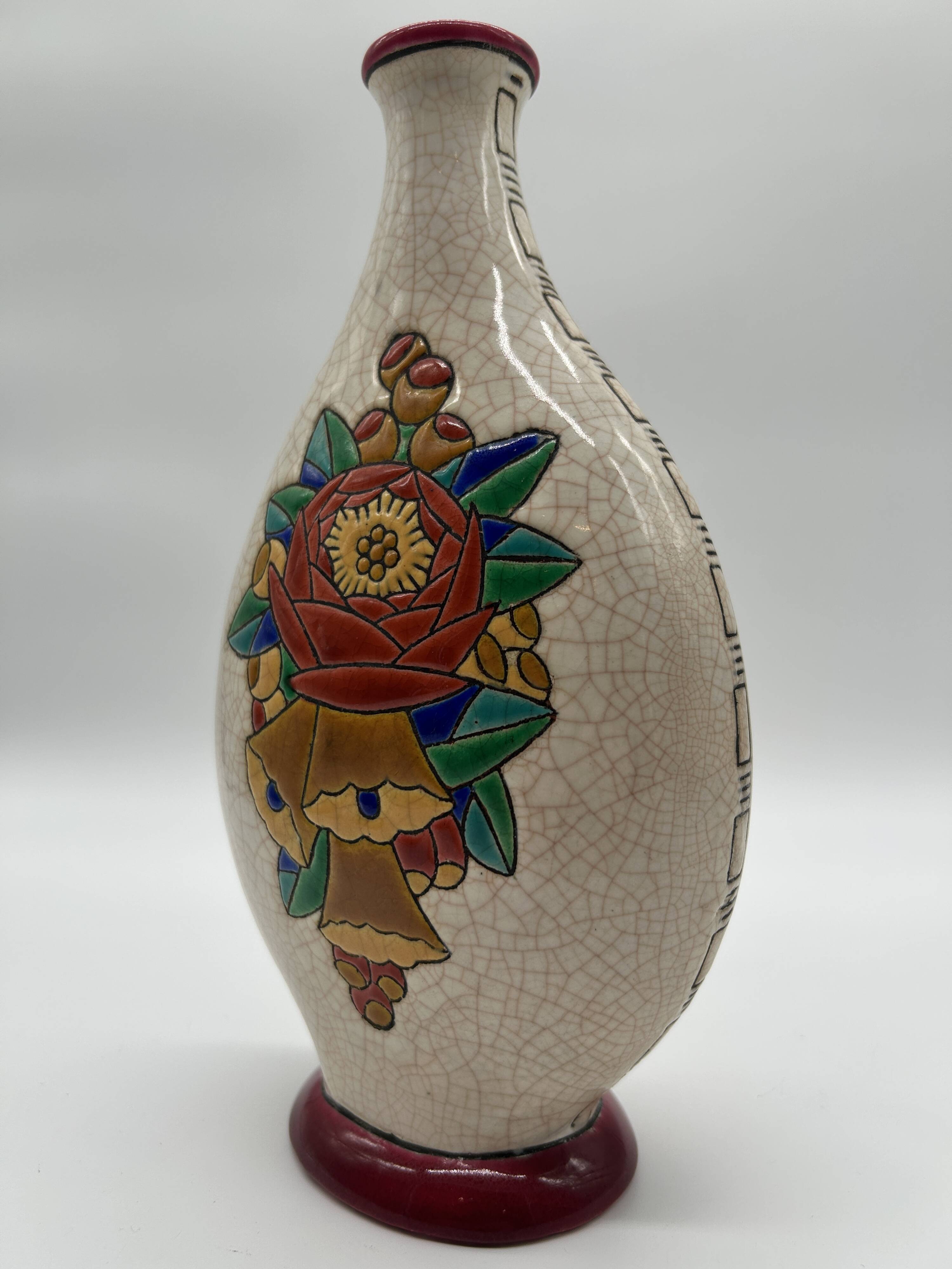Vase art deco en émaux de longwy