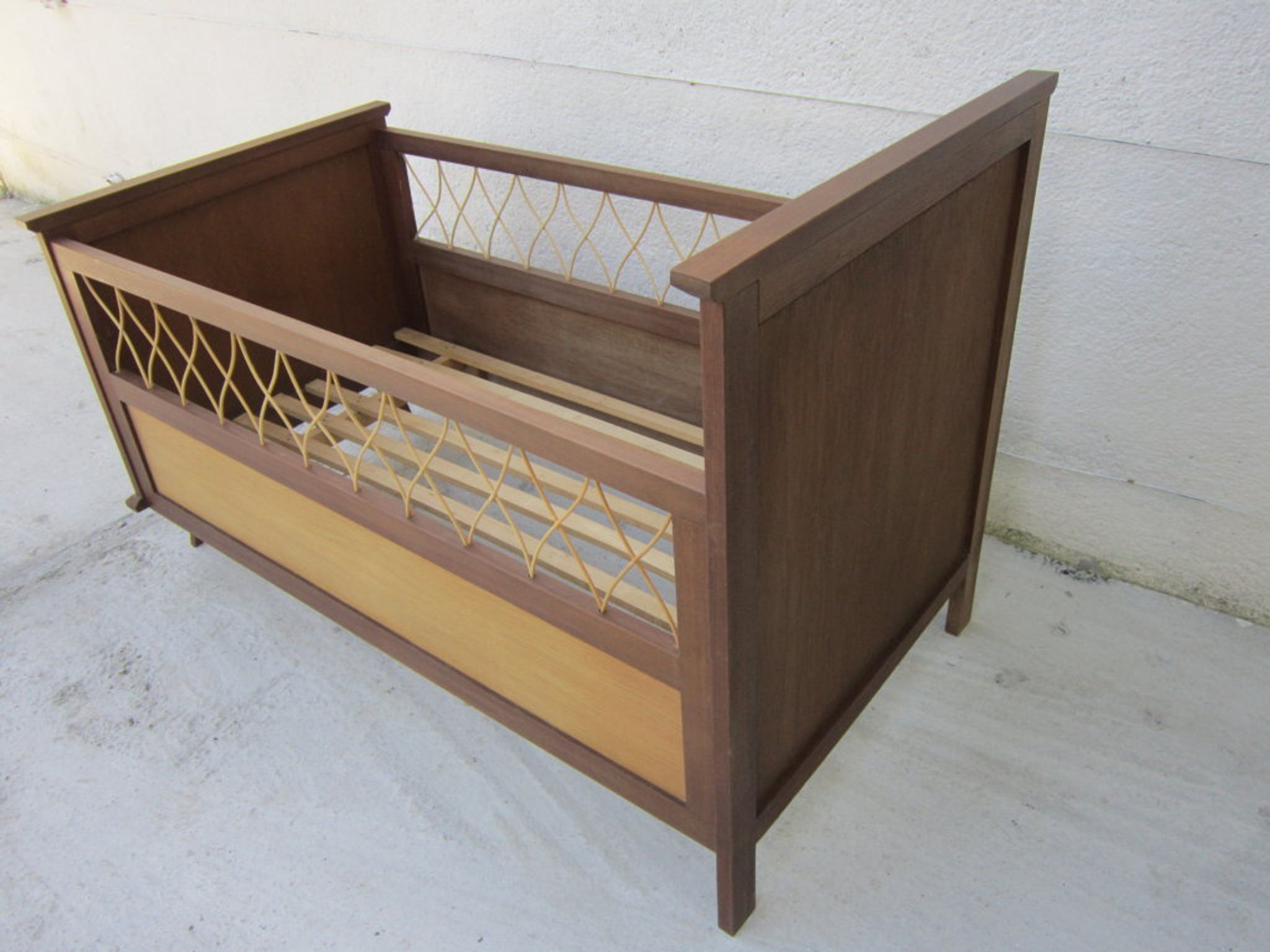 Wood and rattan child bed