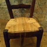Children's straw chair and oak stool