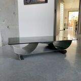 Brushed stainless steel coffee table, 1970
