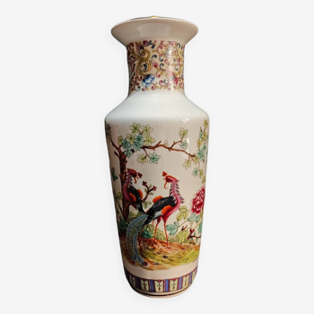 Vase paons en porcelaine